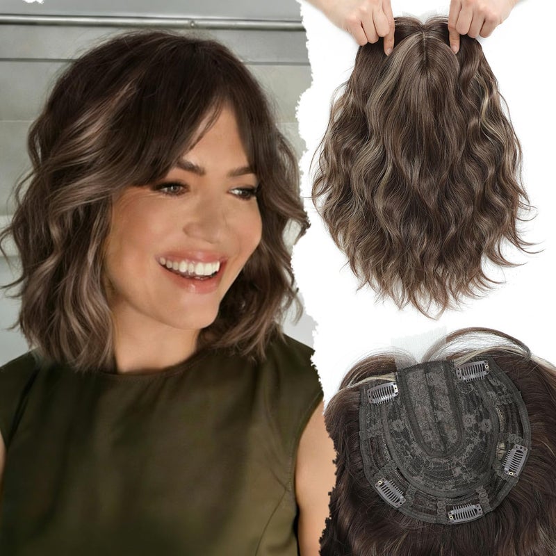 UDU 11" Hair Topper for Women with Thinning Hair, Natural-Looking Wiglet, Lightweight & Add Volume Hairpiece for White HairRoots Cover, Changing Hairstyle, Trendy and Comfortable Design - Image 1
