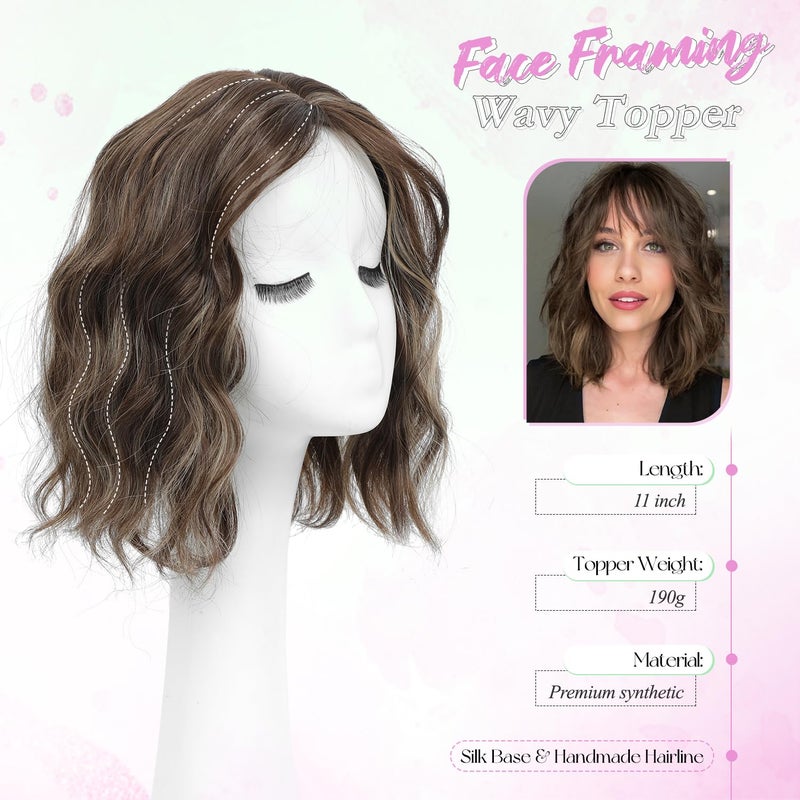UDU 11" Hair Topper for Women with Thinning Hair, Natural-Looking Wiglet, Lightweight & Add Volume Hairpiece for White HairRoots Cover, Changing Hairstyle, Trendy and Comfortable Design - Image 2
