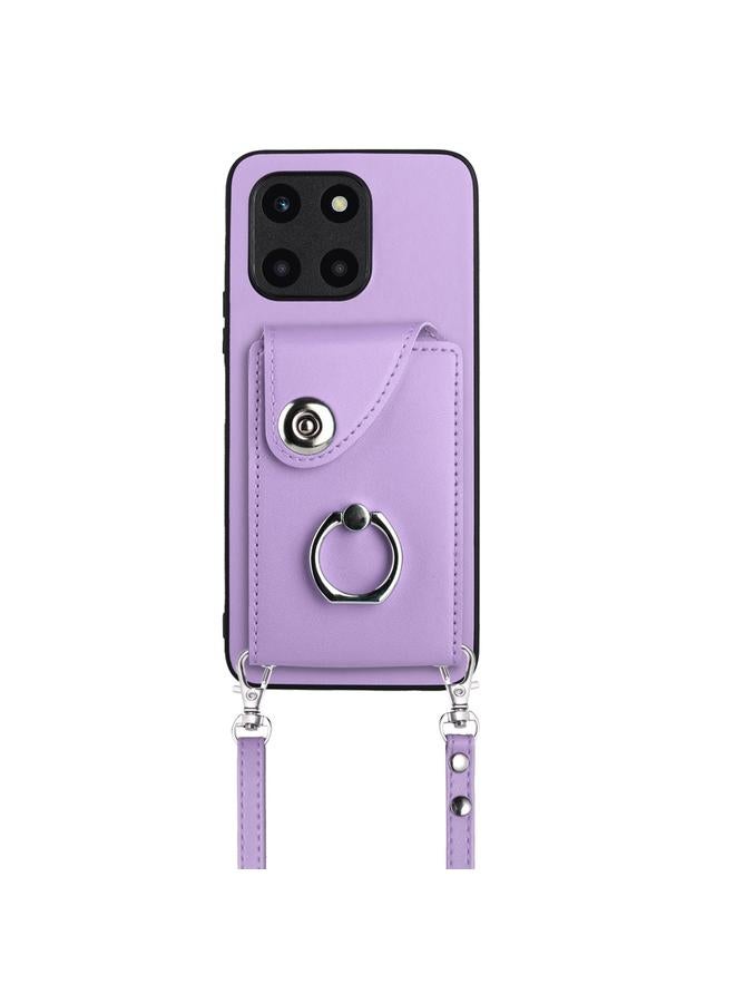 اس-توب جراب لهاتف Honor X6a مع حامل بطاقات وحلقة وحقيبة هاتف مع حبل طويل - Image 2