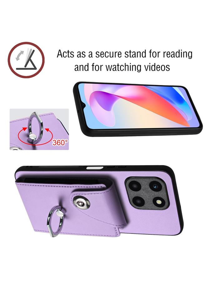 اس-توب جراب لهاتف Honor X6a مع حامل بطاقات وحلقة وحقيبة هاتف مع حبل طويل - Image 5