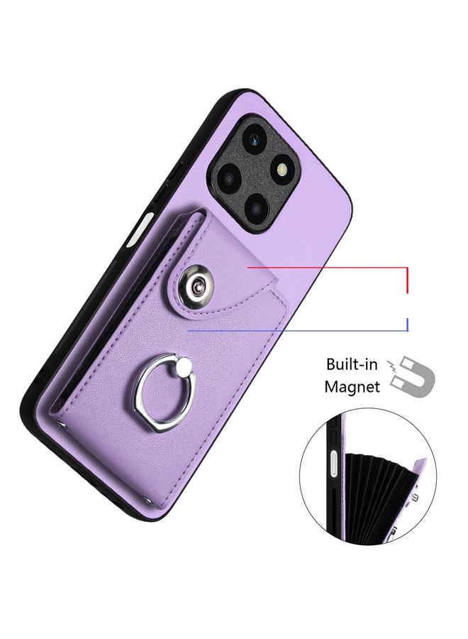 اس-توب جراب لهاتف Honor X6a مع حامل بطاقات وحلقة وحقيبة هاتف مع حبل طويل - Image 4