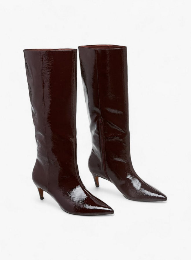 Celeste Women's Solid High Shaft Boots with Zip Closure and Stiletto Heels - Image 3