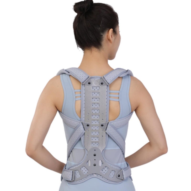 Adjustable scoliosis orthotics for adult male and female back correction, fixed support and protective gear  Grey  M - Image 1
