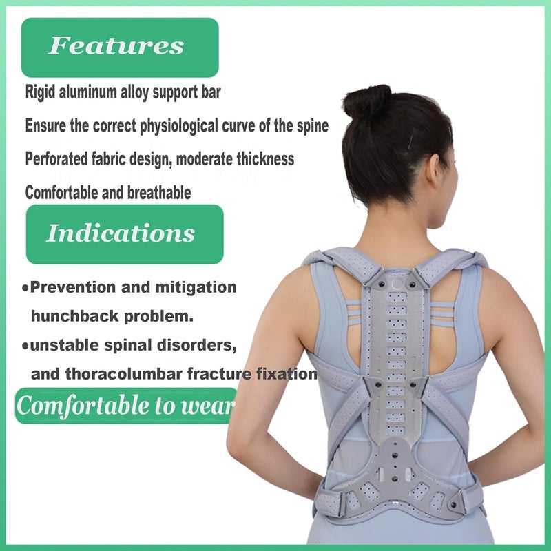Adjustable scoliosis orthotics for adult male and female back correction, fixed support and protective gear  Grey  M - Image 3