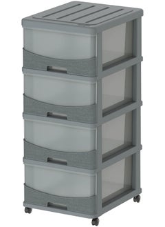 Cosmoplast Cedargrain 4 Tiers Storage Cabinet With Drawers and Wheels  - Image 1
