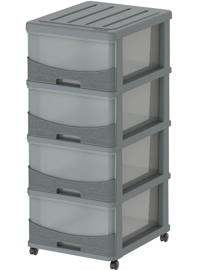 Cosmoplast - Cedargrain 4 Tiers Storage Cabinet With Drawers and Wheels - Image 1