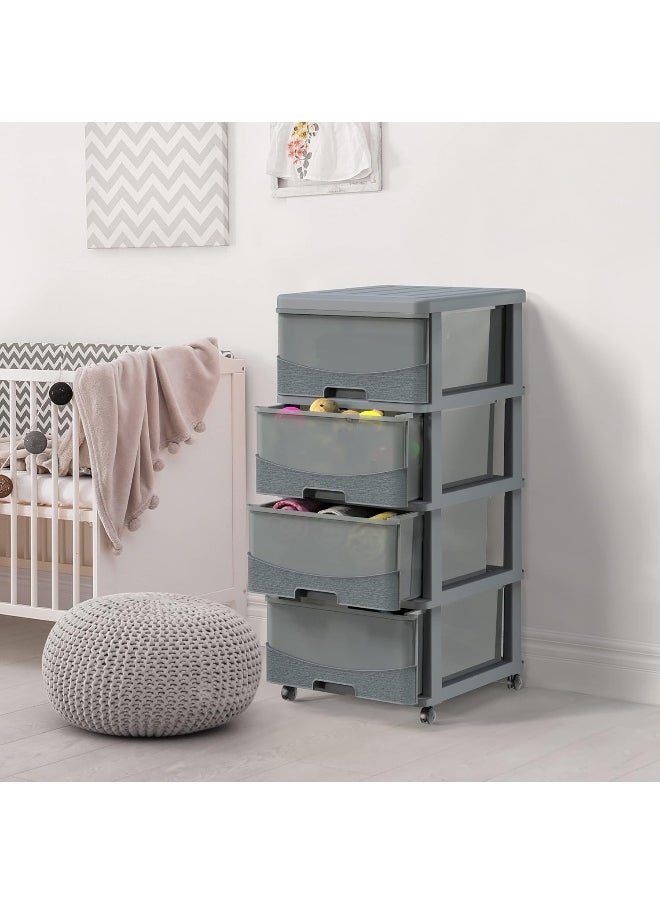 Cosmoplast - Cedargrain 4 Tiers Storage Cabinet With Drawers and Wheels - Image 1