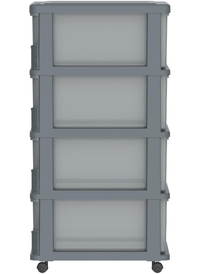 Cosmoplast - Cedargrain 4 Tiers Storage Cabinet With Drawers and Wheels - Image 1