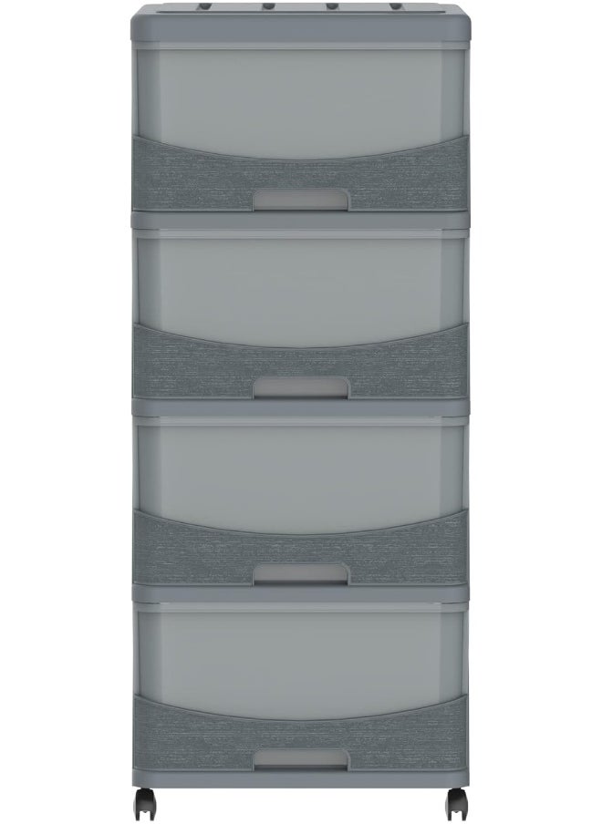 Cosmoplast - Cedargrain 4 Tiers Storage Cabinet With Drawers and Wheels - Image 1