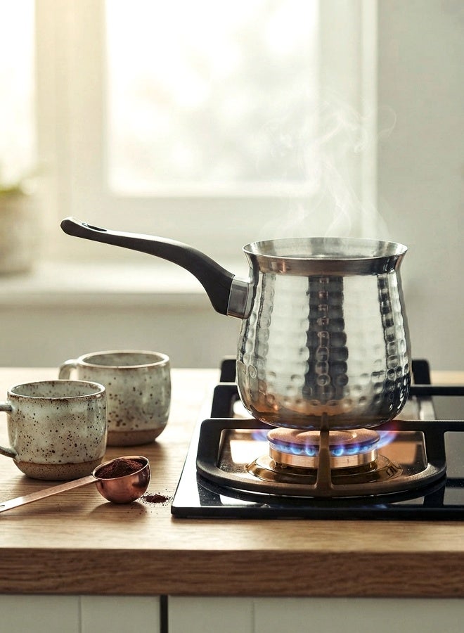 Chef Inox إبريق قهوة من الفولاذ المقاوم للصدأ المصقول مع سخان موقد 900 مل، فضي - Image 2
