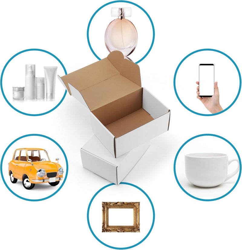 HORLIMER Pack of 25 Small White Cardboard Shipping Boxes with Lid, 153 x 102 x 76 mm, Perfect for Shipping, Gift, Storage or DIY Projects - Image 5