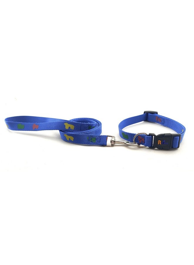 Imported Nylon Printed Dog Leash And Collar Set Adjustable, Suitable For Puppies Of All Dog Breeds 15 Mm (Blue Color) - Image 5
