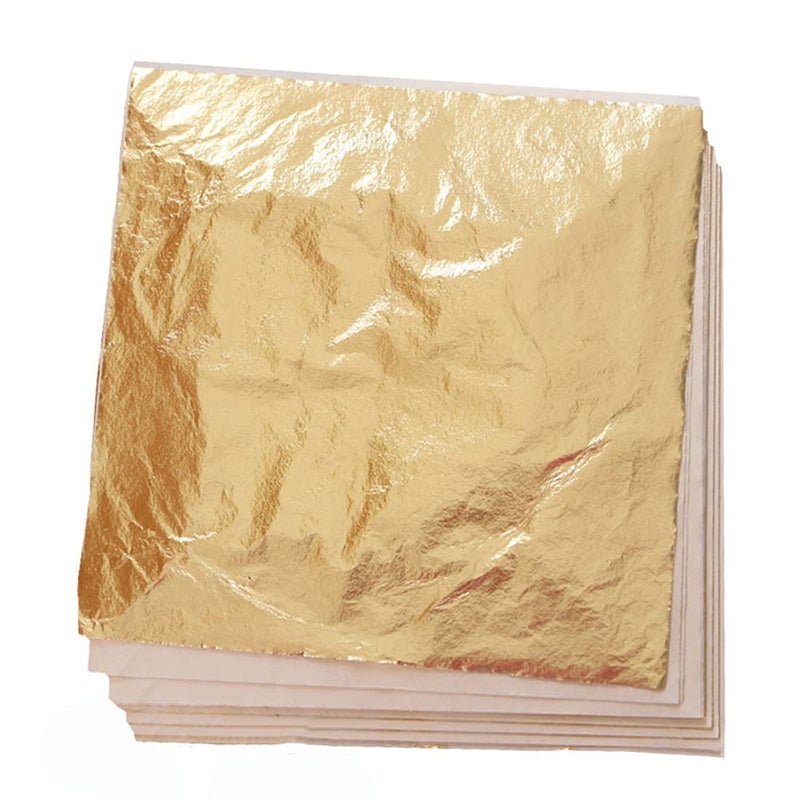 100 Sheets Imitation Gold Leaf for Art Crafts Decoration Gilding Crafting Frames 55 by 55 Inches