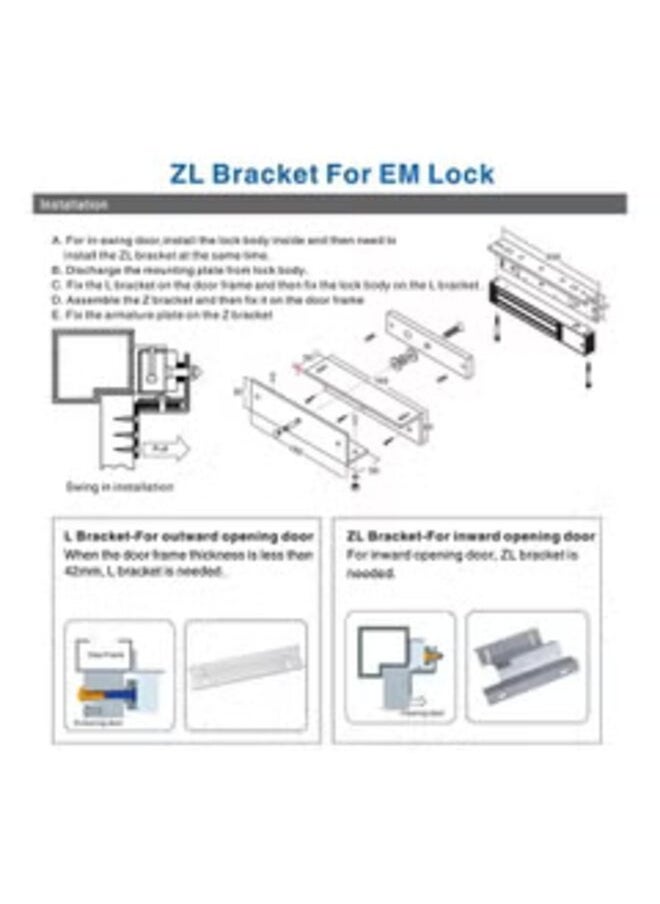 Z and L Shape Door Lock Bracket for Interior Door 600lbs/280kg Chain Lock with Electric Magnetic Lock Silver  - Image 4