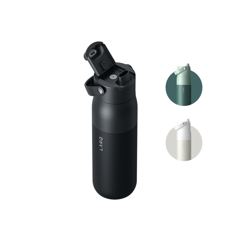 LARQ Bottle Swig Top 23oz - Insulated Stainless Steel Water Bottle With Built-In Silicone Handle | Thermos  BPA Free | Reusable Water Bottle for Sports  Gym  and Travel  Obsidian Black - Image 1