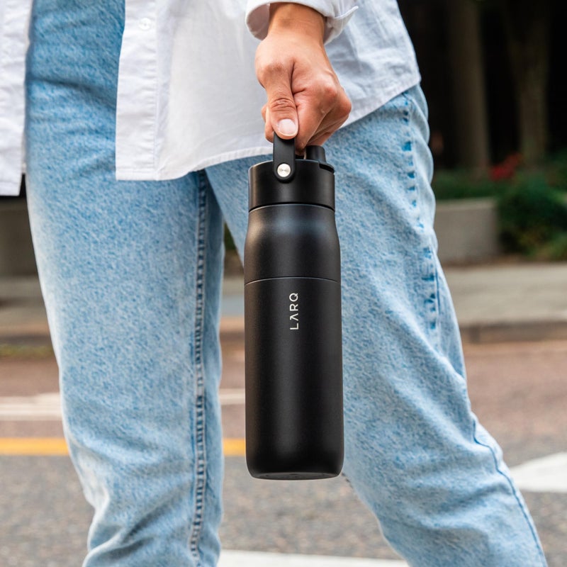 LARQ Bottle Swig Top 23oz - Insulated Stainless Steel Water Bottle With Built-In Silicone Handle | Thermos  BPA Free | Reusable Water Bottle for Sports  Gym  and Travel  Obsidian Black - Image 4