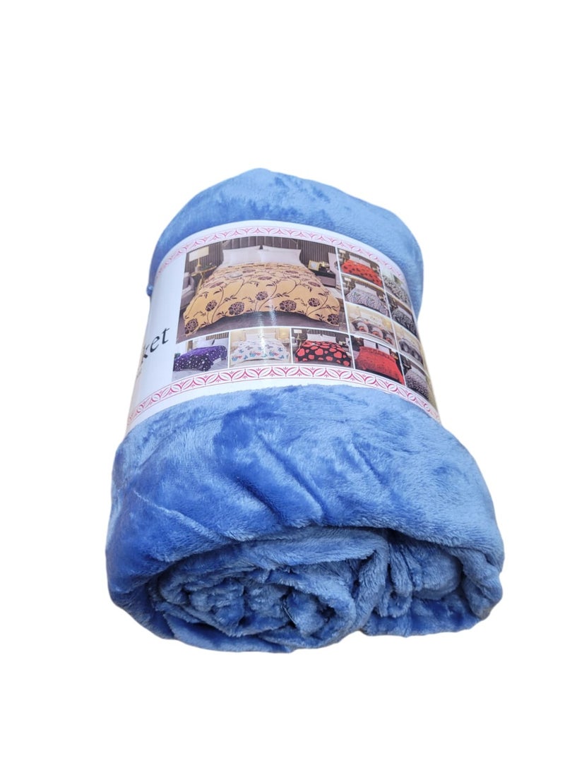 Baltic Linen Fleece Blanket 200X240Cm Soft-Fluffy Blanket-Warm For Sofa And Bed-Easy To Carry-Light Blue Colour  - Image 3