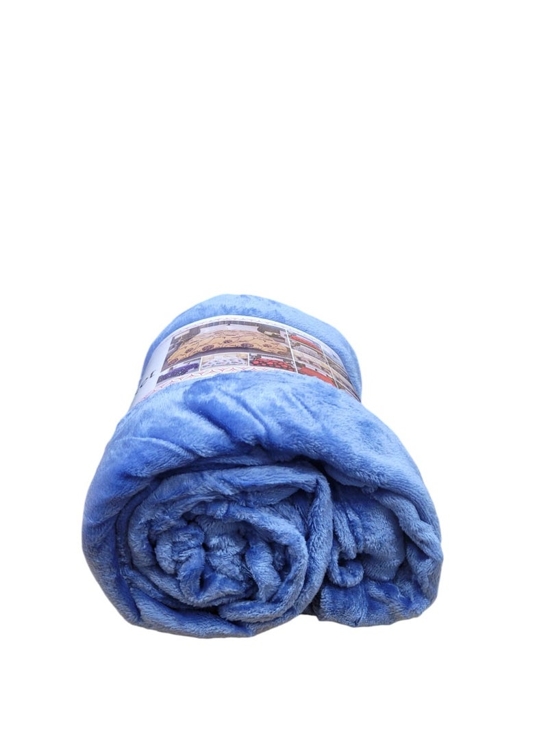 Baltic Linen Fleece Blanket 200X240Cm Soft-Fluffy Blanket-Warm For Sofa And Bed-Easy To Carry-Light Blue Colour  - Image 1