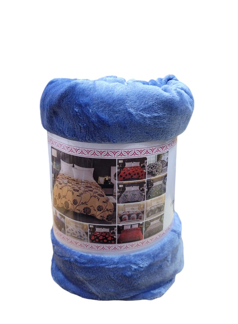 Baltic Linen Fleece Blanket 200X240Cm Soft-Fluffy Blanket-Warm For Sofa And Bed-Easy To Carry-Light Blue Colour  - Image 2