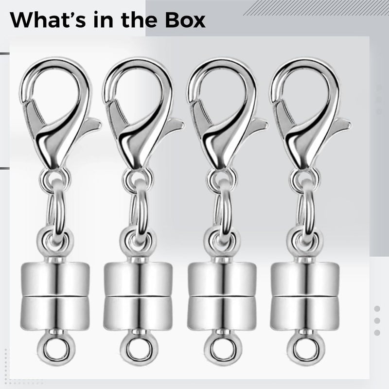4 Pcs Silver Jewelry Clasps, Alloy Necklace Clasps with Strong Attachment Force, DIY Silver-Colored Necklace Clasp Converter - Image 3