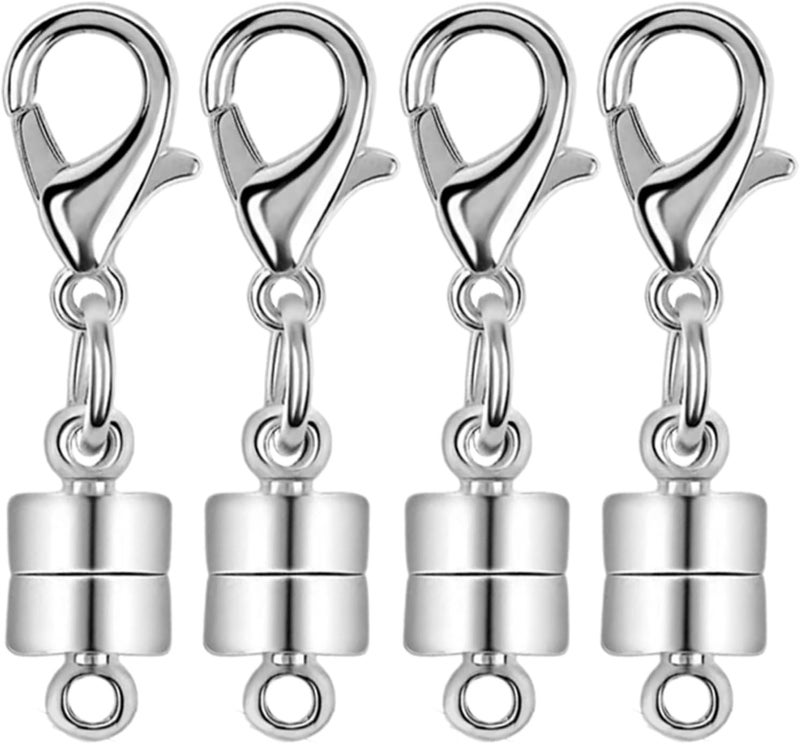 4 Pcs Silver Jewelry Clasps, Alloy Necklace Clasps with Strong Attachment Force, DIY Silver-Colored Necklace Clasp Converter - Image 1