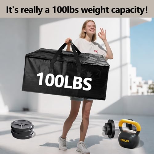 Demiwise 12 Pack Waterproof Moving Bags with Strong Zippers and Reinforced Handles, Real 100lb Capacity Extra Heavy Duty Large Storage Totes for Packing & Moving Storing, Alternative to Moving Boxes -95L,Black - Image 4