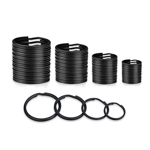ZoloAJay 40 Pack Black Key Ring Keychain Assorted in 4 Sizes Metal Round Split Key Chains Rings for Home Car Dog Tag Office Lanyards Keys Attachment - Image 1