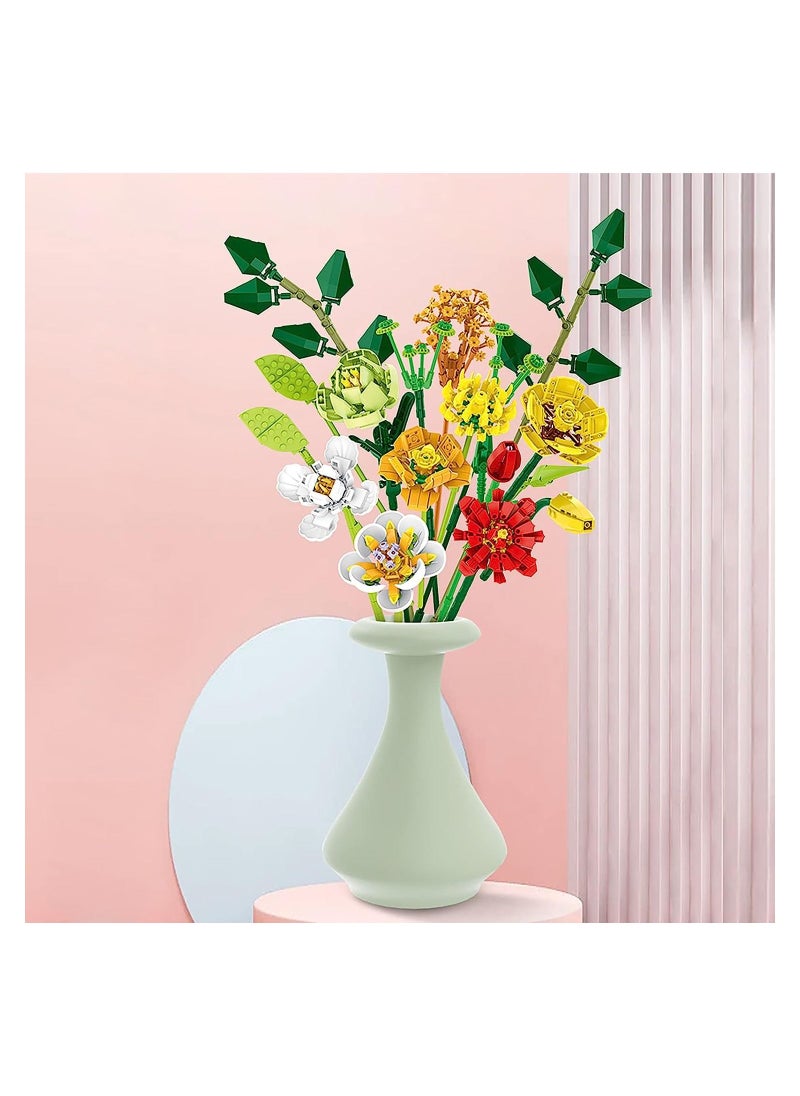 KASTWAVE Flower Bouquet Building Kit, Artificial Flower Building Blocks Decorative Creative Home Accessories, Botanical Collection Set for Adults, Not Compatible With LEGO (827 PCS)  - Image 4