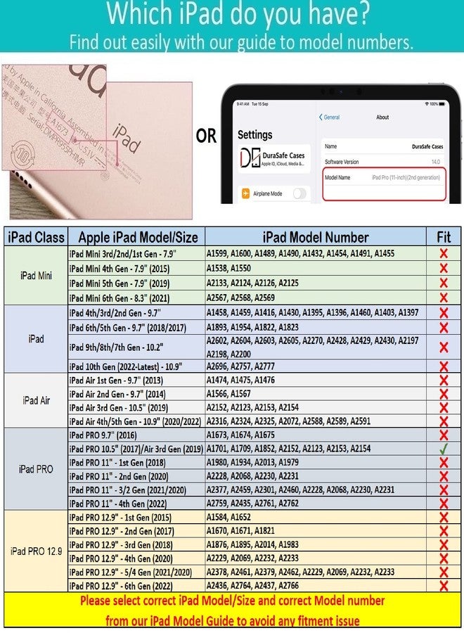 دورا سيف كايسيز حافظات DuraSafe لجهاز iPad Pro 10.5 Air 3 [الجيل الثالث من iPad Pro 10.5 بوصة] A1701 A1709 A1852 A2152 A2123 A2153 A2154 غطاء خلفي ثلاثي الطي صلب وذكي وشفاف من البولي كربونات - ذهبي نحاسي - Image 2