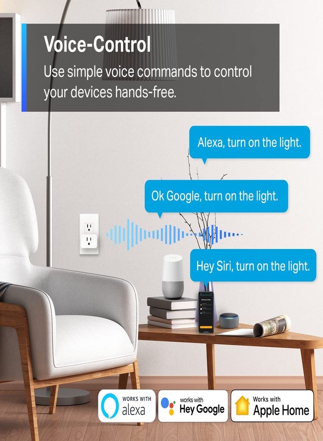 tapo مقبس ذكي صغير TP-Link Tapo متوافق مع Apple HomeKit، تصميم مدمج، 15A/1800W كحد أقصى، إعداد سهل للغاية، يعمل مع Siri وAlexa وGoogle Home، معتمد من UL، 2.4G واي فاي فقط، أبيض، Tapo P125 (عبوة 2) - Image 3