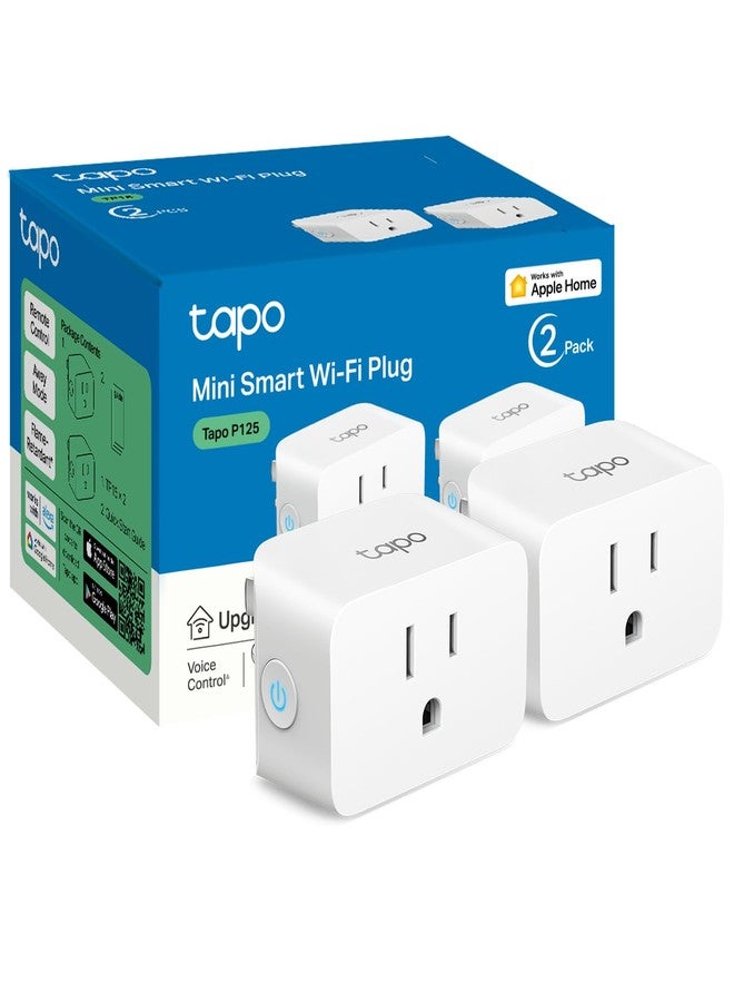 tapo مقبس ذكي صغير TP-Link Tapo متوافق مع Apple HomeKit، تصميم مدمج، 15A/1800W كحد أقصى، إعداد سهل للغاية، يعمل مع Siri وAlexa وGoogle Home، معتمد من UL، 2.4G واي فاي فقط، أبيض، Tapo P125 (عبوة 2) - Image 1