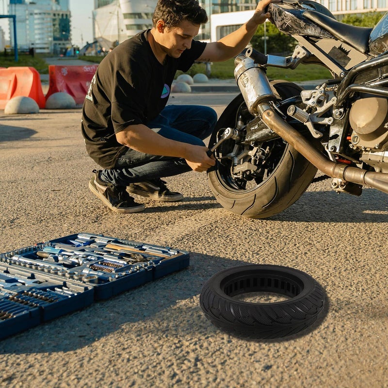 GARVALON 8 Inch Honeycomb Rubber Tire Anti Slip Puncture Proof Solid Wheel - Image 3