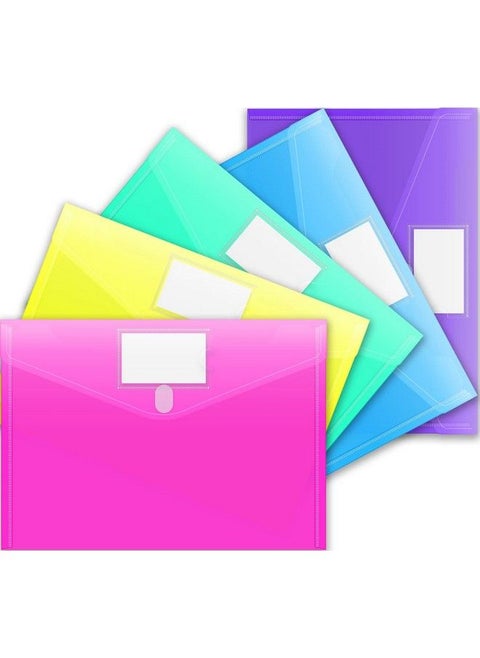 5 Pack Plastic Envelopes Poly Envelopes Clear Document Folders Plastic File Folders Us Letter A4 Size File Envelopes With Label Pocket Assorted Color