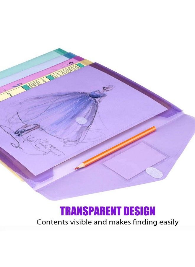 Sooez - 5 Pack Plastic Envelopes Poly Envelopes Clear Document Folders Plastic File Folders Us Letter A4 Size File Envelopes With Label Pocket Assorted Color - Image 1