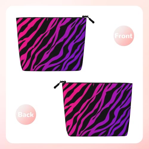 MINIOZE Purple Pink Zebra Makeup Bag Travel Cosmetic Bag Organizer Toiletry Bag Make Up Bags For Women Girls Large Light - Image 3