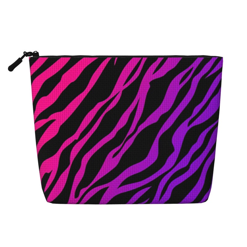 MINIOZE Purple Pink Zebra Makeup Bag Travel Cosmetic Bag Organizer Toiletry Bag Make Up Bags For Women Girls Large Light - Image 2