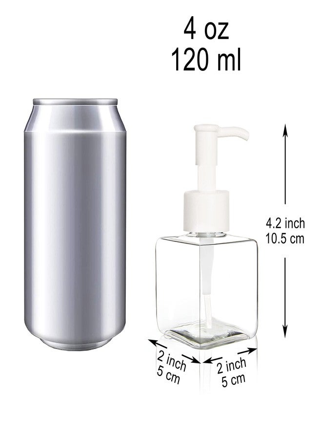 Youngever 5 Pack 4 Ounce Plastic Pump Bottles, Square Refillable Plastic Pump Bottles for Dispensing Lotions, Liquid Soap (Clear with White Pump) - Image 2