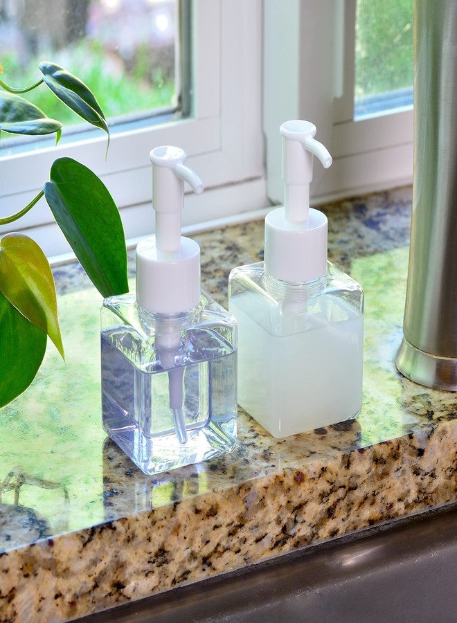 Youngever 5 Pack 4 Ounce Plastic Pump Bottles, Square Refillable Plastic Pump Bottles for Dispensing Lotions, Liquid Soap (Clear with White Pump) - Image 3