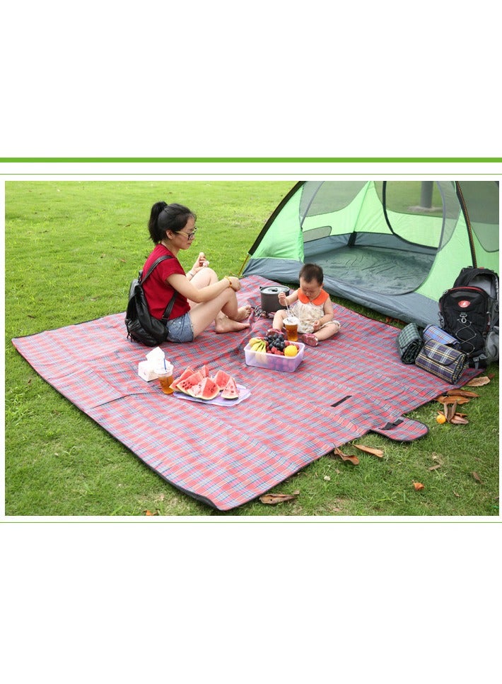 Generic 150x200cm  Waterproof Foldable Outdoor Camping Mat Widen Picnic Plaid Beach Blanket Baby Multiplayer Tourist, Red Integrated Strap  - Image 3