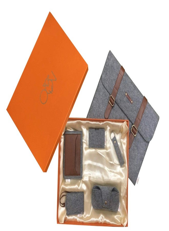 OON Deepawali Gift for Sister Brother Combo of Laptop Sleeve 15 inch- Eyeglass case-Passport Cover- Key Chain - Card Holder -Luggage Tag Set of 6 in a OON Designer Box - Image 1