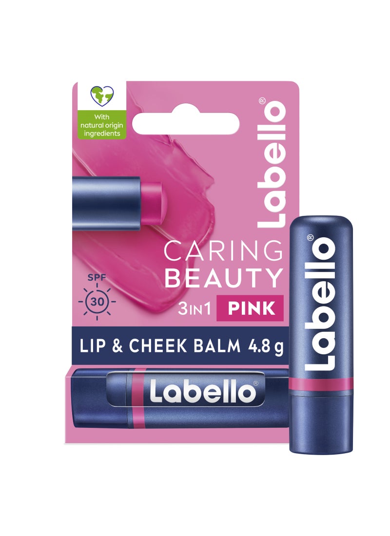 Labello Lip Caring Beauty Pink Color And Cheek Balm Spf 30 Moisturising Tint With Sun Protection 4.8g - Image 1