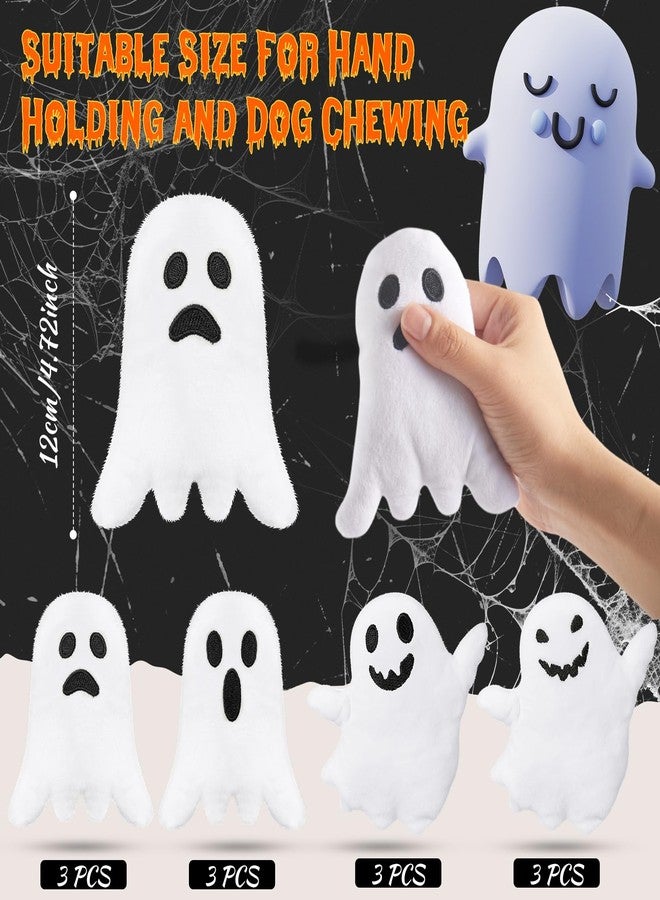 Civaner 12 Pcs Halloween Squeaky Dog Toys Bulk Ghost Stuffed Plush Toys for Dogs Interactive Teething Chew Plaything for Halloween Small Medium Large Pets Teething Cleaning and Training - Image 3