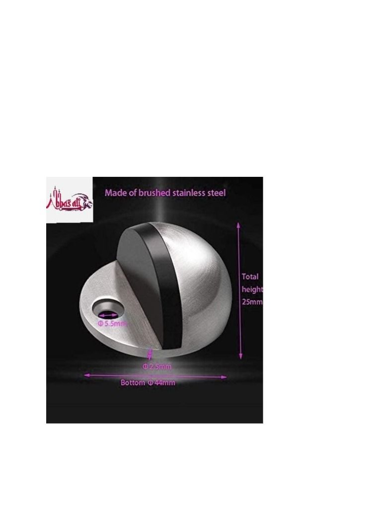 ABBASALI Stainless Stee Half Round Door Stopper with Rubber Bumper Door Retainer - Image 2
