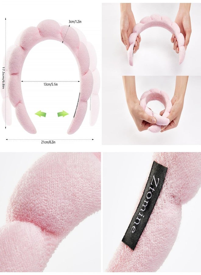 Ztomine Spa Facial Headbands Combo Pack - 2 Terry Cloth Makeup Headbands for Face Washing, Masks, and Skin Treatments (Pink + Purple) - Image 2