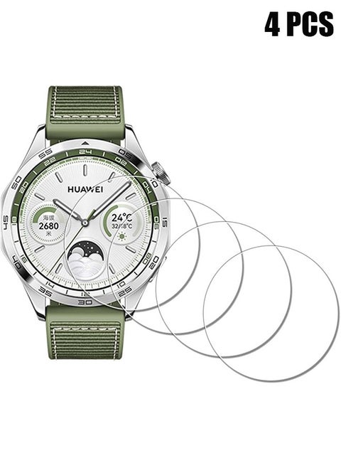 Premium Screen Protector for Huawei Watch GT 4 46mm Tempered Glass Film Guard Cover Genuine Glass One Push Super Easy Installation (4 Pack)