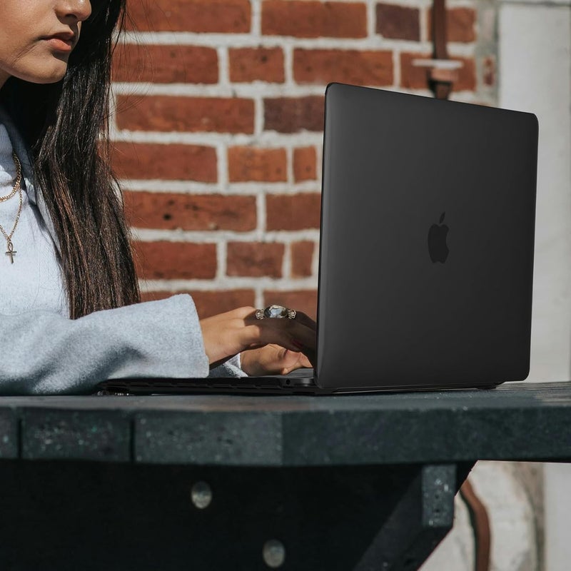 Eoocoo Hard Case Compatible with MacBook Air 13.3 inch M1 Chip 2021-2018 with Retina Display, Air 13.3 inch Plastic Protective Case + Transparant Keyboard Cover + Screen Protector, Crystal Black - Image 3