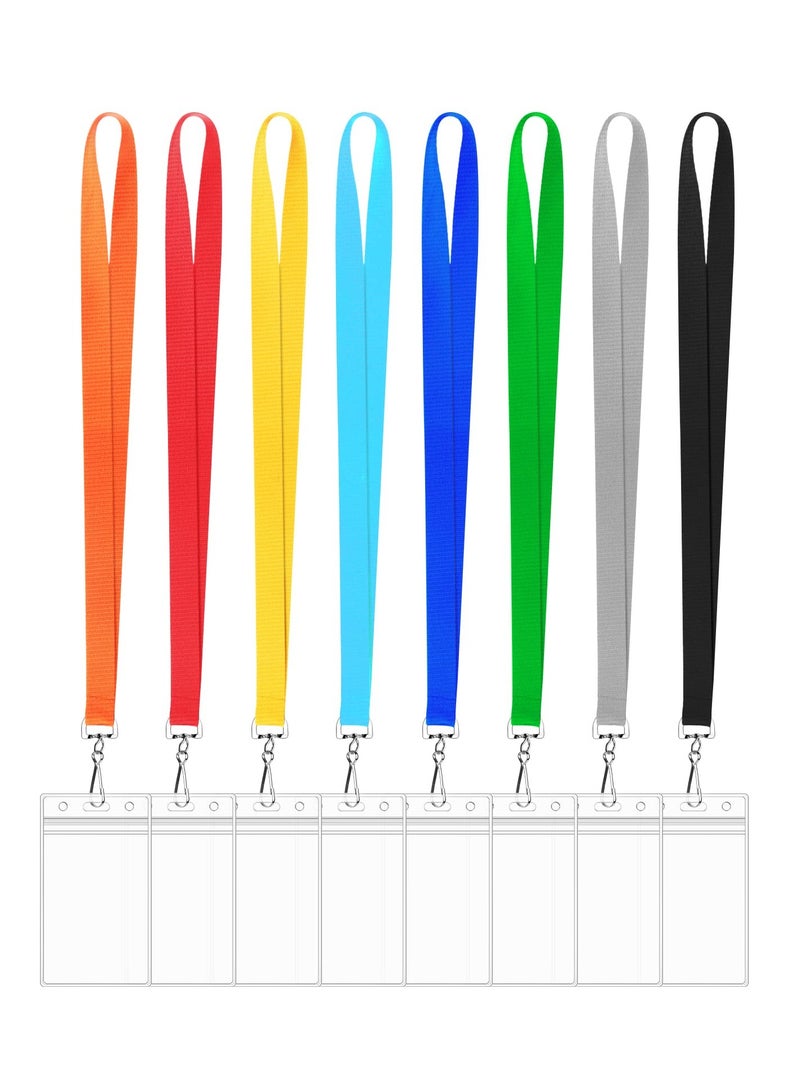 Barakah 8 Pack Waterproof ID Card Holders with Cruise Lanyard, Colorful, Durable Badge and Card Lanyards in 8 Solid Colors, Ideal for Carnival Sails and Events - Image 1