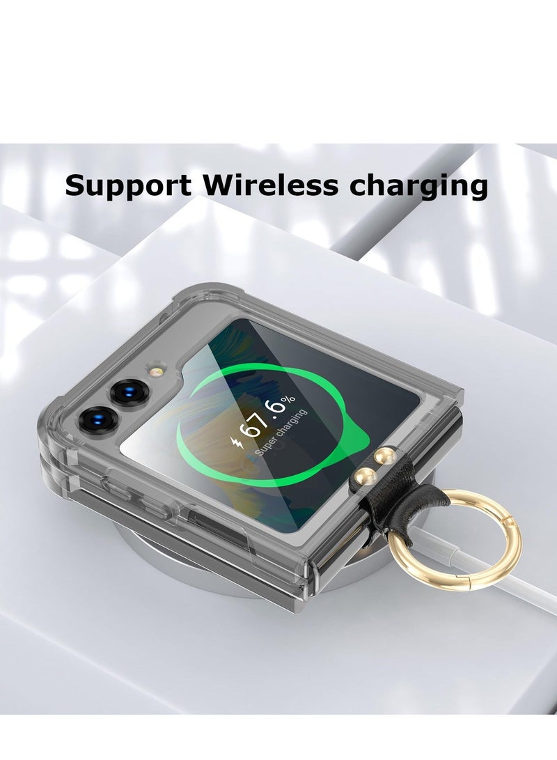 Y&D Anti-Fall Shockproof Protective Phone Cover Case, Designed for Samsung Galaxy Z Flip 5 Case Clear with Ring, Compatible G 2023 (Black) - Image 5