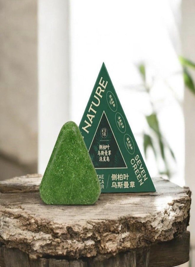 Nature Triangle Shampoo Bar, Nature Seven Green Soap Shampoo, Herbal Smoothening Shampoo Bar | Platycladus Formula (1) - Image 1