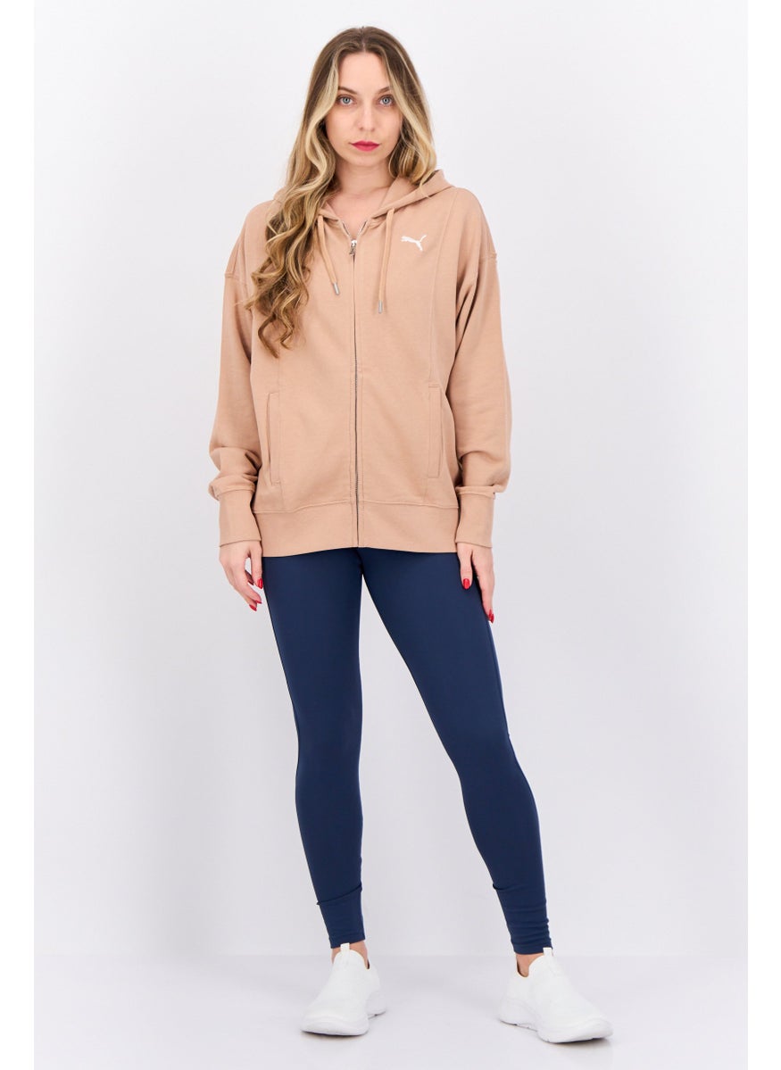 PUMA - Women Sportswear Fit Hooded Outdoor Full Zip Sweatshirts, Light Tan - Image 1